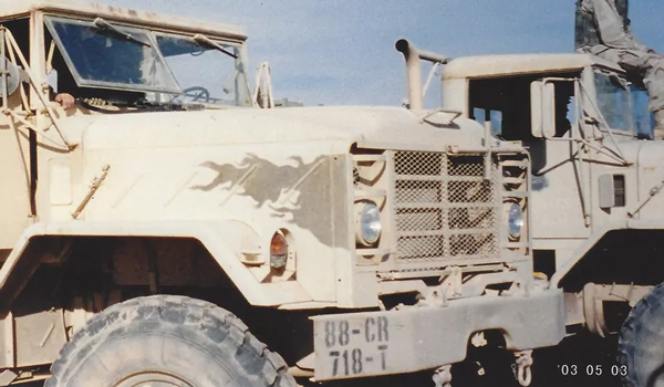 Image of a truck with camo flames